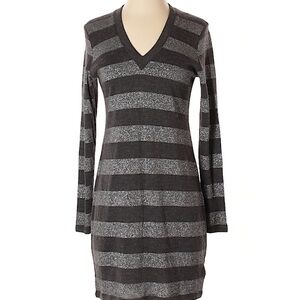 Michael Michael Kors Long Sleeve Dress Gray and Silver Striped Small